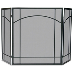 Uniflame 3 Fold Black Wrought Iron Screen with Mission Design