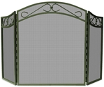 UniFlame S-1638 3 Fold Bronze Finish Wrought Iron Screen with Decorative Scroll