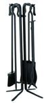 UniFlame 5pc Black Wrought Iron Fireset - Crook Handles