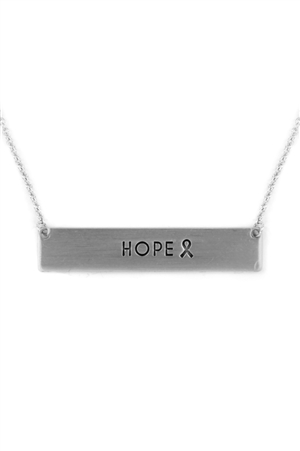 S22-4-2-16766S-BAR HOPE RIBBON NECKLACE- SILVER/6PCS