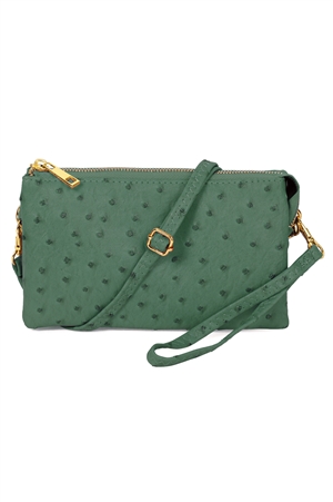 S24-4-4-7013-35DGN - FAUX CROSSBODY WRISTLET BAG - DARK GREEN /1PC