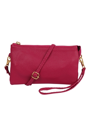 S3-10-2-7013DKFU - FAUX CROSSBODY WRISTLET BAG - DARK FUCHSIA /1PC