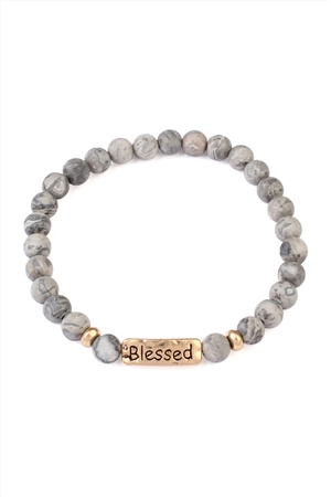 S18-11-2-83382JTG GRAY BLESSED NATURAL STONE STRETCH BRACELET/1PC