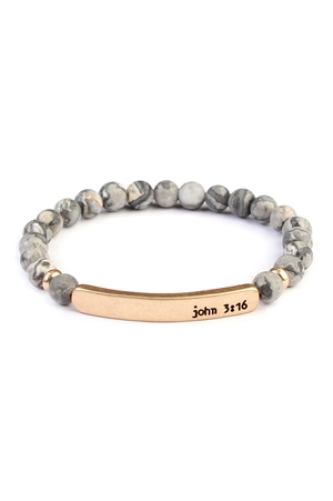 SA4-3-2-83398JT-G - JOHN 3:16 6mm NATURAL STONE STRETCH BRACELET-BLACK /1PC