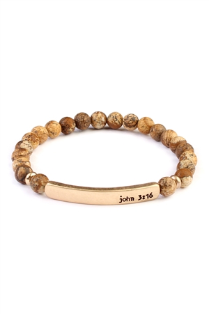 SA4-3-2-83398LCT-G-JOHN 3:16 6mm NATURAL STONE STRETCH BRACELET-BROWN/1PC