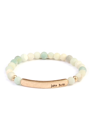 SA4-3-2-83398POM-G - JOHN 3:16 6mm NATURAL STONE STRETCH BRACELET-AMAZONITE /1PC