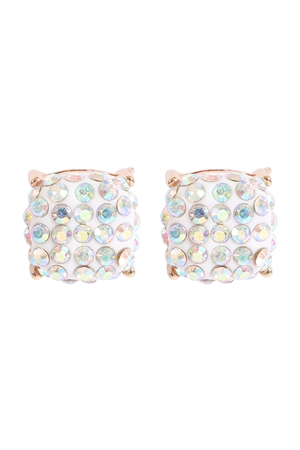 A1-1-2-AE0402AB - PAVE RHINESTONES EPOXY STUD EARRINGS-AB/1PC