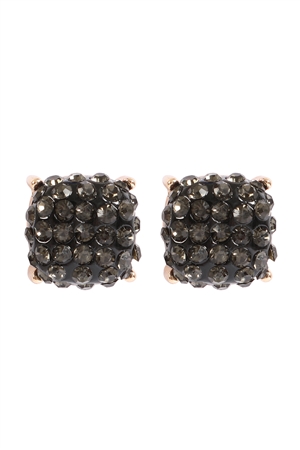 A1-1-2-AE0402BD - PAVE RHINESTONES EPOXY STUD EARRINGS-GRAY GOLD/1PC