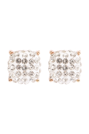 A1-1-2-AE0402CRY - PAVE RHINESTONES EPOXY STUD EARRINGS-CRYSTAL/1PC