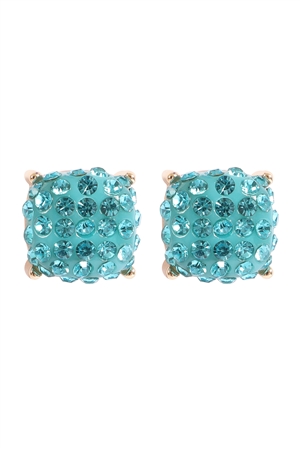 A1-1-2-AE0402LBU - PAVE RHINESTONES EPOXY STUD EARRINGS-LIGHT BLUE/1PC