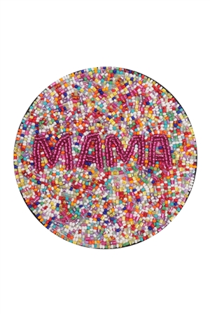 S21-4-3-B9HC4003MUL - 4" MAMA HAND MADE BEAD COASTER-MULTICOLOR/1PC