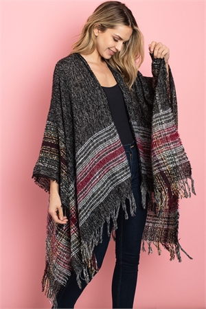 S11-1-1-P4030 BLACK IVORY PONCHO / 2PCS