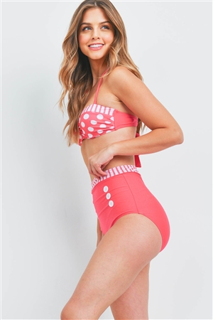 S10-11-4-S072 FUCHSIA WITH DOTS 2 PIECE SWIMSUIT 2-1-2-1