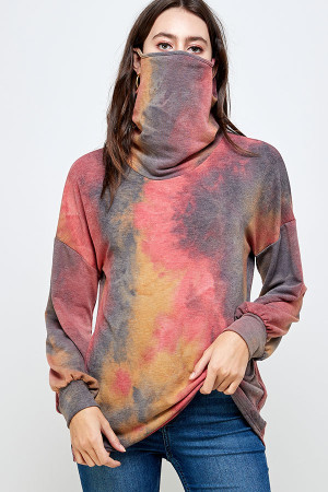 S9-13-3-WT23570 RED MUSTARD TIE DYE TOP 1-1-1