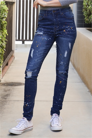 S9-13-2-J100055MB-5-DARK BLUE PAINT SPRINKLE RIPPED JEANS 1-1-2-2-2-2-1-1