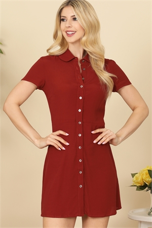 S9-6-1-D2106218-BRICK COLLARED BUTTON DOWN MINI DRESS 2-2-1 (NOW $ 5.75 ONLY!)