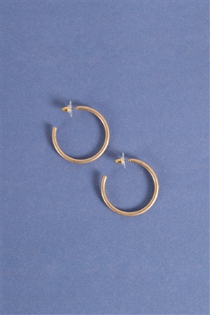 SA-3-3-2-E6562WGD - 1.5 INCHES POST HOOP EARRINGS-MATTE GOLD/1PC