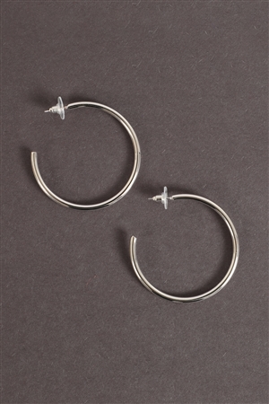 S4-4-5-E6563RD - HOOP POST EARRINGS-RHODIUM/1PC