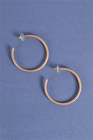 S4-4-5-E6563WGD - HOOP POST EARRINGS-MATTE GOLD/1PC