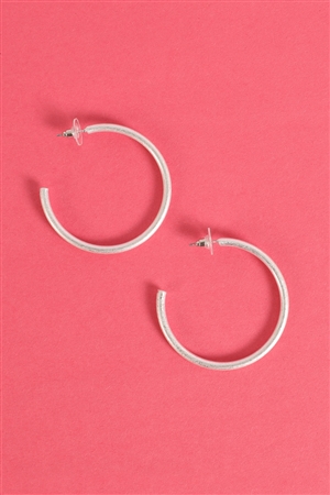 S4-4-5-E6563WSV - HOOP POST EARRINGS-MATTE SILVER/1PC