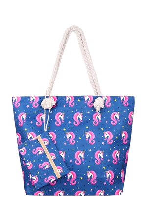 S29-9-5-FC0074-2 - UNICORN DIGITAL PRINTED TOTE BAG W/ MATCHING WALLET/6PCS