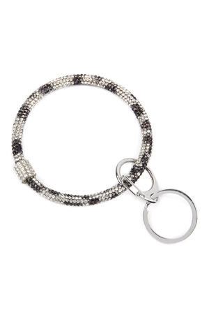 S25-6-1-HDB2509BW-1 BLACK WHITE RHINESTONES KEY RING/1PC (NOW $1.00 ONLY!)