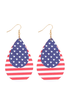 S23-4-2-HDE2849 - USA LEATHER TEARDROP EARRINGS/6PCS