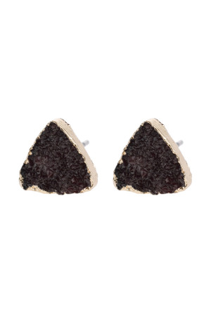 A2-2-2-HDE2938BU BURGUNDY TRIANGLE DRUZY STONE STUD EARRINGS/6PAIRS