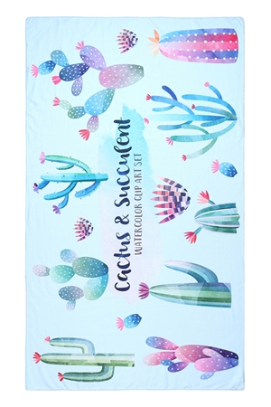 S26-8-3/S26-8-2-HDF3211-CACTUS AND SUCCULENT PATTERN TOWEL/1PC