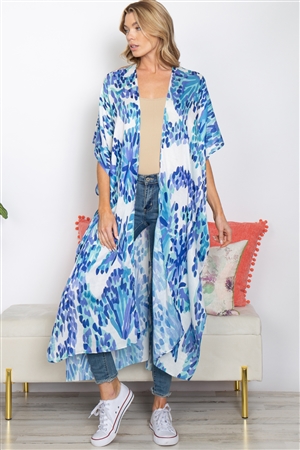 S25-8-1-HDF3919 - ABSTRACT PRINT SUMMER LONG KIMONO-AQUA/6PCS  (NOW $5.75 ONLY!)