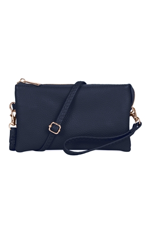 S23-12-1-HDG3138NV-LEATHER CROSSBODY BAG WITH WRISTLET-NAVY/6PCS