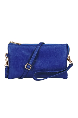 S23-13-4-HDG3138RBL-LEATHER CROSSBODY BAG WITH WRISTLET-ROYAL BLUE/6PCS