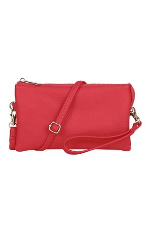 S23-13-4-HDG3138RD-LEATHER CROSSBODY BAG WITH WRISTLET-RED/6PCS