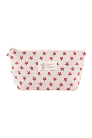 A2-4-1-HDG3752 - STAR PRINT COSMETIC POUCH BAG - RED/6PCS (NOW $1.75 ONLY!)