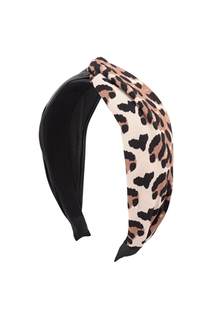 C-1-HDH3780BR - KNOTTED TWO TONE LEOPARD PU HEAD BAND HEAD ACCESSORIES-BROWN/6PCS (NOW $2.00 ONLY!)