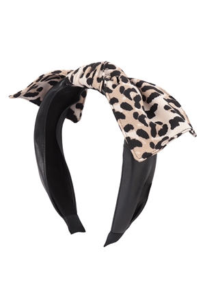 S23-9-6-HDH3781LBR - BOW TIE CHEETAH  PRINT FASHION HEAD BAND HEAD ACCESSORIES-LIGHT BROWN/6PCS  (NOW $ 1.25 ONLY!)