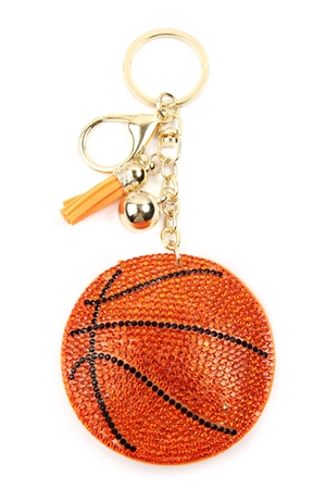 S21-8-5-HDK3732-3 - BASKETBALL SPORTS RHINESTONE KEYCHAIN/6PCS