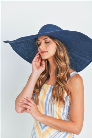 S18-5-1-HDT3411NV-WOMEN'S FLOPPY FASHION WIDE BRIM HAT -  NAVY/6PCS (NOW $4.00 ONLY!)