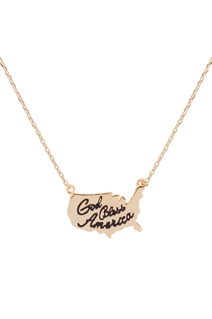 S6-4-3-INA219GD - GOB BLESS AMERICAN CONTINENT NECKLACE - GOLD/1PC