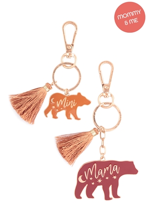 S23-8-4-K7KS2016-BRN -  MINI BEAR & MAMA BEAR ENAMEL KEYCHAIN  SET - BROWN/1PC