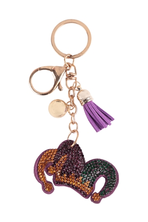 S18-8-4-KC380X041MG - JESTER JOKER CLOWN HAT TASSEL KEYCHAIN/1PC