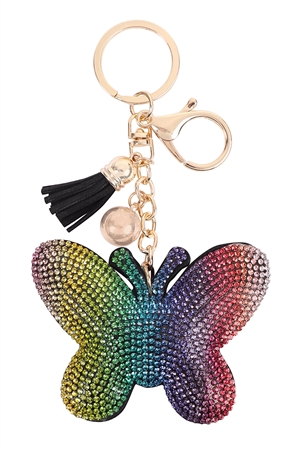 S6-6-3-KC380X134 - MULTICOLOR BUTTERFLY TASSEL KEYCHAIN/1PC