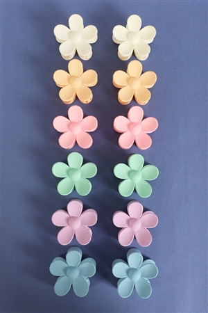 S27-2-1-MA2218-1 - PASTEL DAISY FLOWER HAIR CLAW CLIPS HAIR ACCESSORIES-MULTICOLOR 1/12PCS