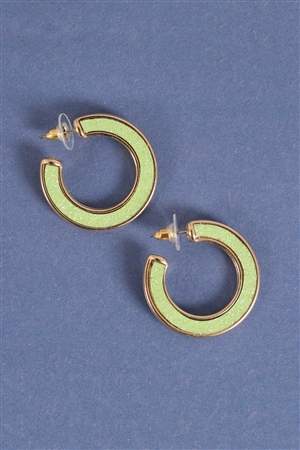 SA4-3-4-ME20705LGN - GLITTER FOAM HOOP EARRINGS-LIGHT GREEN/1PC