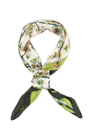 S30-1-1-BS0037-OV - FLOWER WITH BUTTERFLY BANDANA-OLIVE/6PCS