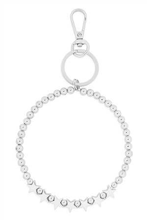 S1-2-1-MK550RH - CCB STAR BEADS BRACELET KEYCHAIN - SILVER/1PC (NOW $2.00 ONLY!)