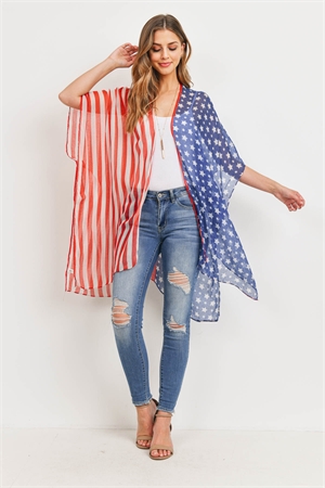 S30-1-1-MS0112-HALF & HALF AMERICAN FLAG KIMONO /6PCS