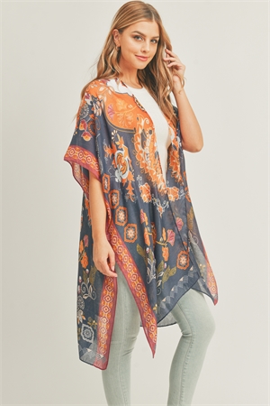 S30-1-1-MS0277NV - BOHO PRINT KIMONO-NAVY/6PCS