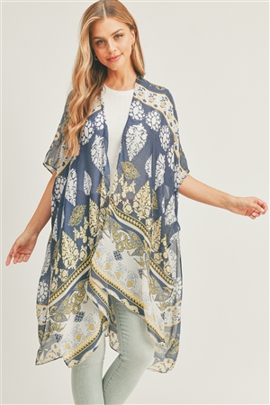 S30-1-1-MS0291NV - BOHO PRINT KIMONO-NAVY/6PCS