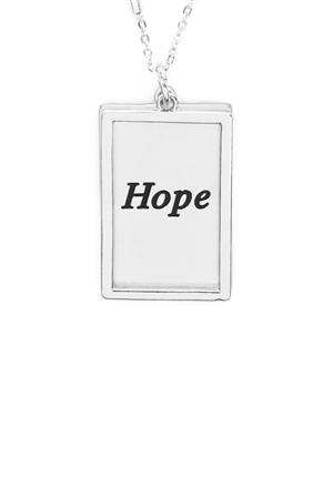 S29-2-1-MYN1421MSHP-HOPE ETCHED BRASS BOX PENDANT NECKLACE-MATTE SILVER/6PCS